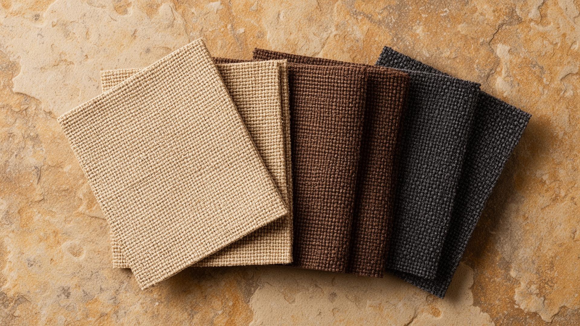 TerraLoom natural textile sample kit on warm stone